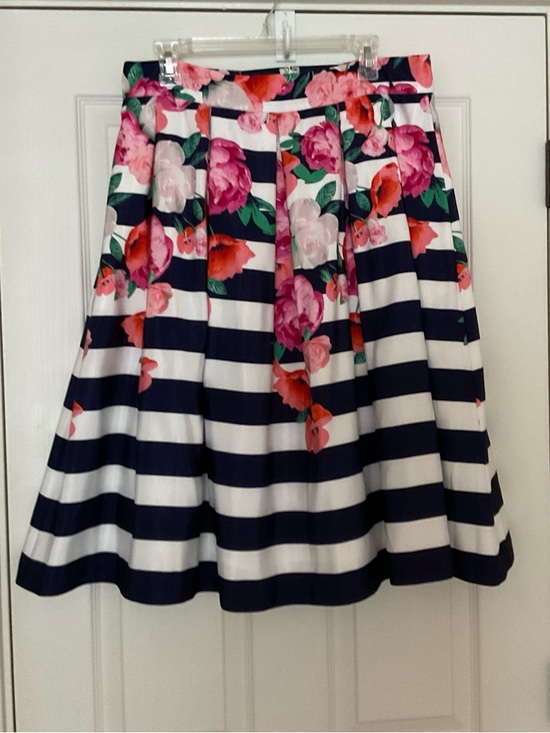 Eliza J Dresses & Skirts - NWOT (never worn) 
 Eliza J Navy and White Striped Floral A-Line Skirt